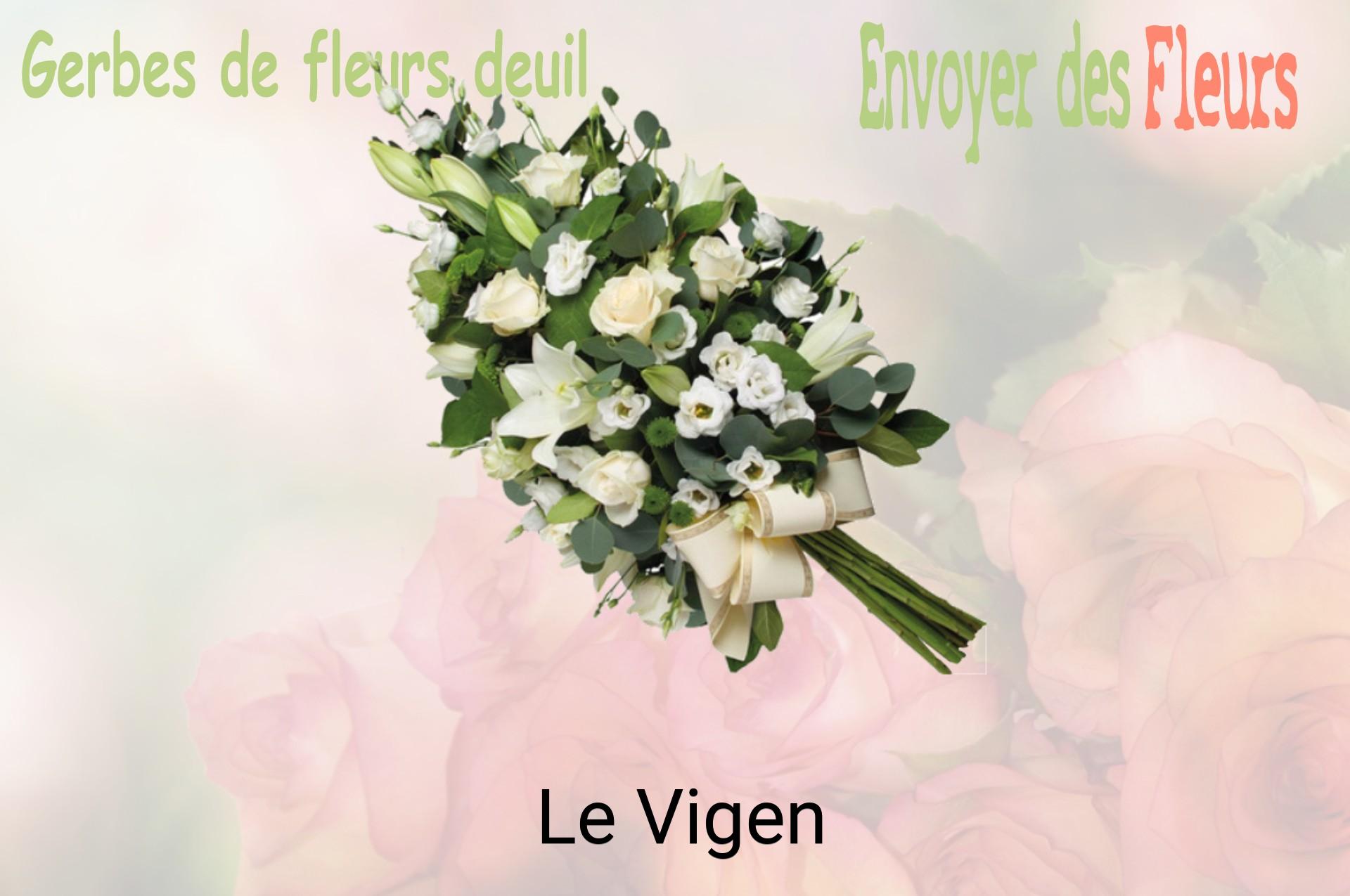 Gerbe de fleurs de deuil livrée à Le Vigen
